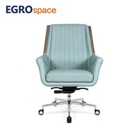 EGROspace Fournisseur Professionnel Chaise de Bureau Exécutive en Cuir Pivotante Ergonomique à Dossier Moyen Inclinable en Bois Durable