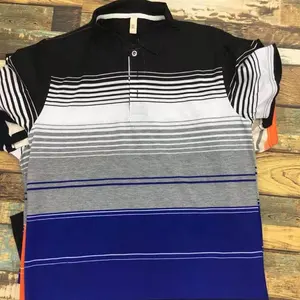 Customized men short sleeve polo tshirt with stripe t shirts