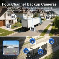 Moniteur d'affichage quadruple à 4 objectifs Full HD 1080p de 10,1 pouces, moniteur de recul, caméra de rétroviseur latéral pour bus et camion