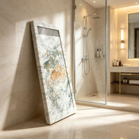 Plaque de drain de douche rectangulaire de luxe à motif pierre, cache-drain linéaire dissimulé pour projets d'ingénierie de salles de bain commerciales