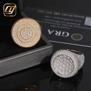 Hip Hop Bling <b>Ring</b> 925 Sterling <b>Silver</b> Fully Iced Round Signet <b>Ring</b> Micro Pave VVS Moissanite Mens <b>Statement</b> <b>Ring</b> Wholesale - Product Image 3
