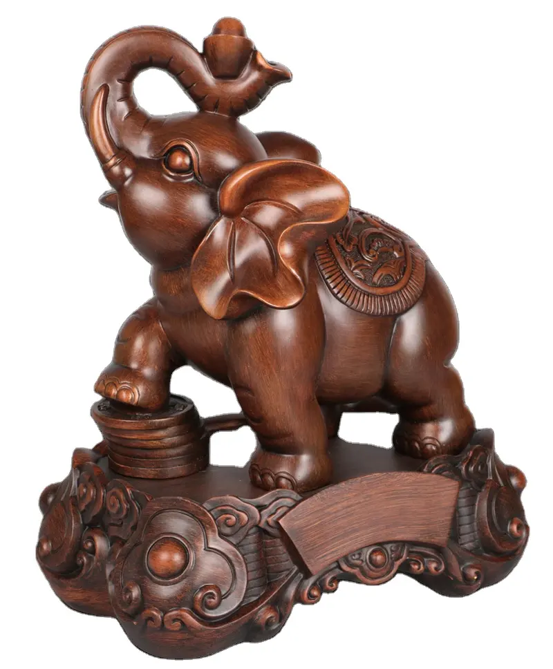 2023 Wooden color 32CM large size Anime Buddha Statue Elephant Figurine Home Elephant Statue Buddha