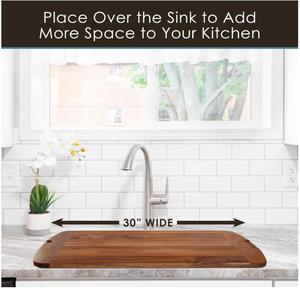 <span class=keywords><strong>Planche</strong></span> à découper en bois d'acacia extra large de 30x20 pouces, couvercle supérieur de poêle en bois et plateau de service géant de charcuterie pour un usage quotidien - Product Image 5