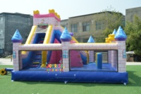 Château gonflable pour enfants avec toboggan, petit parc gonflable rose, matériau PVC commercial, capacité de 500 kg, installation facile