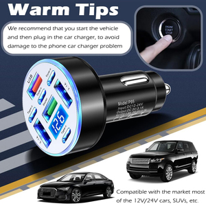 อะแดปเตอร์ชาร์จในรถยนต์ USB ประเภท C ชาร์จเร็วสุดพร้อมจอแสดงผลแรงดันไฟฟ้าสำหรับไอโฟน ซัมซุง หัวเว่ย วันพลัส วันพลัส ออปโป้ วีโว่ใหม่ - Product Image 5