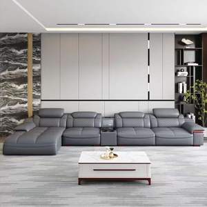 Divano in pelle strato di pelle in pelle di vacchetta moderna semplice piccola famiglia divano in pelle soggiorno set <span class=keywords><strong>completo</strong></span> di combinazione di mobili - Product Image 2