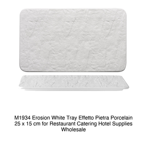 Plateau de service blanc effet pierre Erosion 25 × 15 cm en porcelaine M1934 - Product Image 2