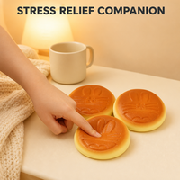 Jouet Squishy en forme de pain de dessin animé, à remontée lente, avec motif facial en relief, doré, anti-stress, décompression, décoration de bureau, cadeau