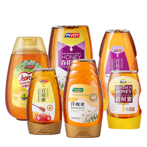 Bouteille de miel en <span class=keywords><strong>plastique</strong></span> inversée avec bouchon à clapet, 250g, 500g, 1000g, en PET, pour emballage inversé, vente en gros usine - Product Image 1