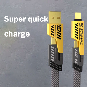 Metal Four-in-one Data Cable PD Fast <b>Charging</b>, Two-to-two, Cloth-woven Data and <b>Charging</b> Cable, Dual Type-<b>C</b> Fast <b>Charging</b> Cable - Product Image 4