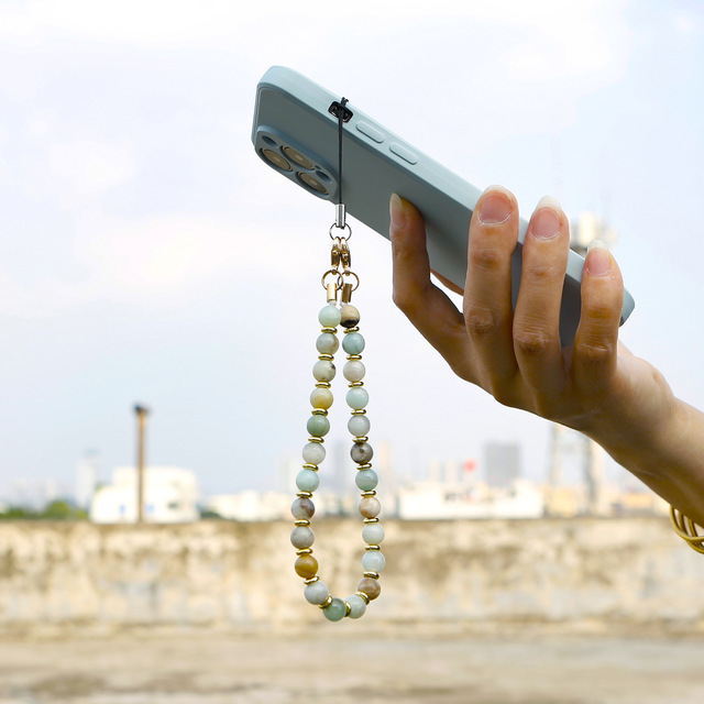 Handmade Natural Gemstone Beaded Phone Charm Cell Phone Lanyard Wrist Strap Phone Chain String for Women Girls