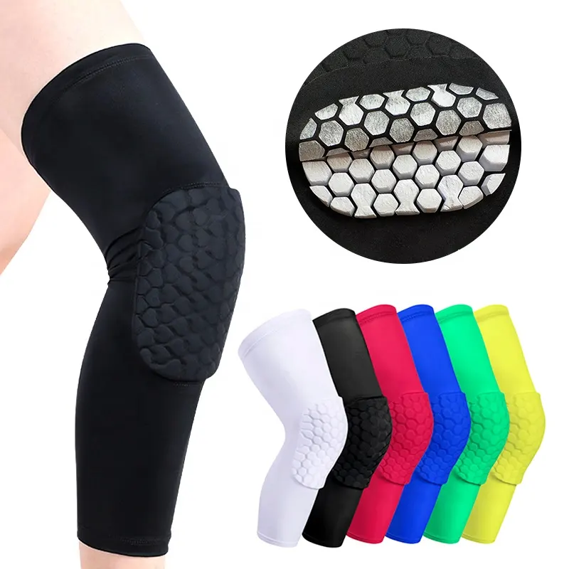 Genouillères professionnelles en nid d'abeille de basket-ball anti-collision de compression de fabricant d'OEM