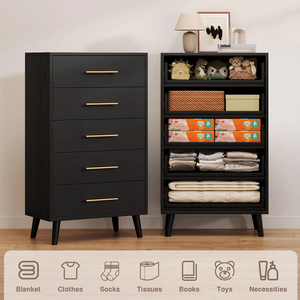 <span class=keywords><strong>Commode</strong></span> moderne de luxe <span class=keywords><strong>gris</strong></span> <span class=keywords><strong>foncé</strong></span> à 5 tiroirs avec poignées dorées pour chambre à coucher salon Sourcing - Product Image 4