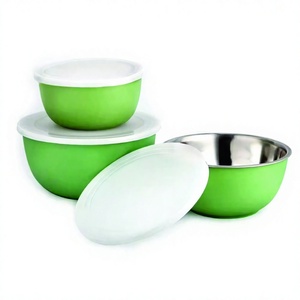 Precio al por mayor, superventas, juego de acero inoxidable Premium 2024 de 3 cuencos Euro aptos para microondas con tapas para servir alimentos - Product Image 1