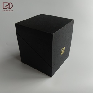 Rogood กล่องของขวัญกระดาษแข็งสำหรับน้ำหอม/RGD-<span class=keywords><strong>P2122</strong></span>เทียนพร้อมกรอบสีทองทรงสี่เหลี่ยมเปิดฝาสีดำสนิท - Product Image 5