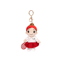 Porte-clés en peluche personnalisé Fille Athlète de Tennis avec Raquette, Jupe Rouge et Impression de Logo – Faible MOQ et Prêt à l'Exportation
