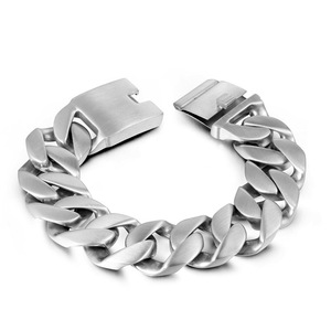 Titanium Steel Chunky Bracelet Men's <b>Sandblasted</b> Brushed Finish CE226 - Product Image 1