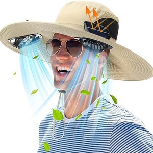 Sombrero con ventilador solar recargable con USB para hombres, para acampar al aire libre, senderismo, sombrero de pescador de secado rápido - Product Image 1