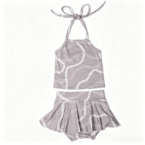 Conjunto <span class=keywords><strong>de</strong></span> Pantalones Cortos con Volantes y Tirantes Ajustables con Estampado Personalizado B6, Conjunto <span class=keywords><strong>de</strong></span> Ropa para <span class=keywords><strong>Niñas</strong></span> sin Mangas <span class=keywords><strong>de</strong></span> Algodón Orgánico y Spandex - Product Image 6