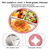 Ventouse en silicone, assiette en acier inoxydable, bol pour aliments complémentaires pour bébé, vaisselle d'alimentation pour enfants