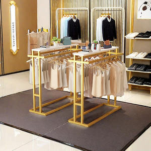 Étagère de présentation pour magasin de vêtements et de meubles, double rangée, étagère centrale, double barre latérale, porte-manteau pour hommes et femmes - Product Image 2