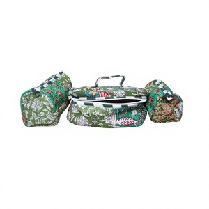 Handmade Women's Cotton Toiletry Bag Set Block Print <b>Makeup</b> <b>Vanity</b> Case Waterproof Fabric Cosmetic Bags 3 Pieces - Product Image 1