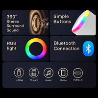 Kumaş Kaplı Taşınabilir Su Geçirmez RGB LED Işıklı Dış Mekan TWS Stereo Bas Kablosuz Hoparlör, 5.3 2000-3000mAh Pil ile