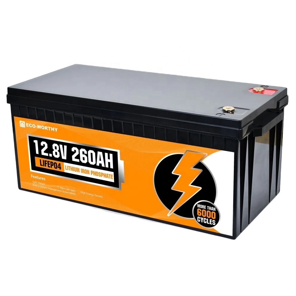 Eco-worthy OEM <strong>Solar</strong> Power Grid System Manufacturer Wholesale <strong>12V</strong> 260Ah <strong>Lifepo4</strong> Lithium Ion Deep Cycle <strong>Battery</strong> 4000 Cycles