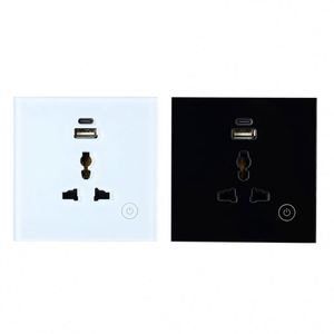 Tuya thông minh cắm wifi thông minh ổ cắm Tempered Glass phổ tường ổ cắm Alexa điều khiển bằng giọng nói thông minh <span class=keywords><strong>USB</strong></span> Loại C Cổng - Product Image 1
