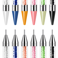 DIY Nail Art Rhinestone Picker Tool Dotting Pen Wax Pencil avec pinceau en plastique Gem Jewel Applicator for Rhinestone Placement
