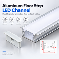Profilé LED encastré en aluminium pour éclairage linéaire de sol, couloir et escalier avec diffuseur