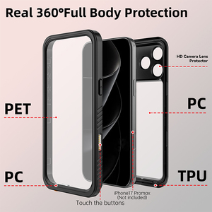 Usine en gros 360 protection complète PCTPU <span class=keywords><strong>Film</strong></span> de protection d'écran intégré Anti chute IP68 coque de téléphone étanche pour IPhone17ProMax - Product Image 6