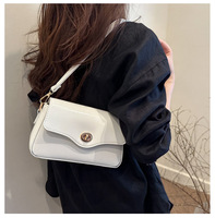 Sac à main bandoulière mini pour femme, style vintage de luxe au design classique, en PU effet cuir huilé, avec rabat ondulé et fermoir torsadé