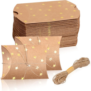 Cajas de Regalo Pequeñas Tipo Almohada, Cajas de Regalo de Papel Kraft para Año Nuevo, Cajas de Regalo Tipo Almohada Navideñas con Cuerda para Bodas, Cumpleaños y Fiestas - Product Image 1