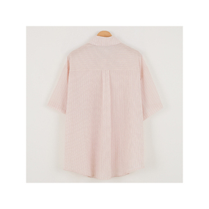 เสื้อเชิ้ตลายทางออกแบบได้เองสำหรับทุกเพศเสื้อเชิ้ตโอเวอร์ไซส์จากเกาหลีฤดูร้อน - Product Image 4