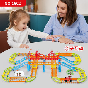 Juego de pistas de carreras eléctricas de plástico de 108 piezas, juguete de pista de carreras DIY para niños de 5 a 7 años, juego para niños y niñas - Product Image 3