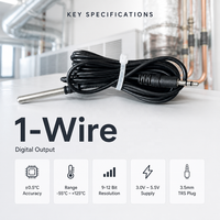 Sonda de Temperatura Digital GAIMC DS18B20 ±0.5 ° Sensor de Acero Inoxidable de 1 Cable para HVAC, Aire Acondicionado y Automatización de Edificios