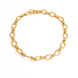 Pulsera de Acero Inoxidable Chapada en Oro de 18K, Cadena Cubana Gruesa, Diseño Geométrico, Joyería Unisex - Product Image 5