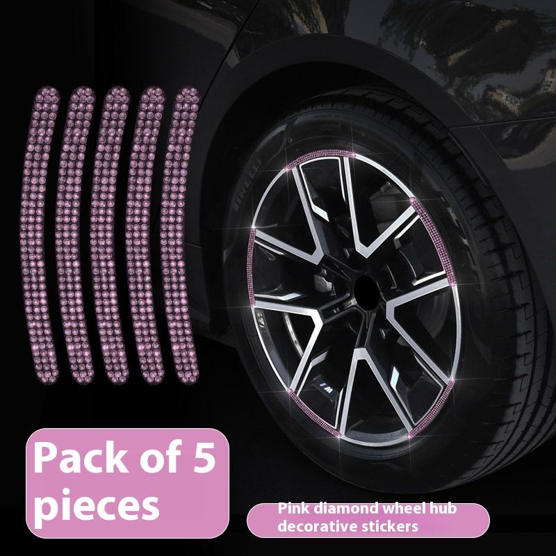 Autocollants de roue [5 bandes/set] diamants roses