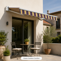 Auvent rétractable manuel, imperméable, en aluminium, à manivelle, pour terrasse extérieure, balcon, jardin, villa
