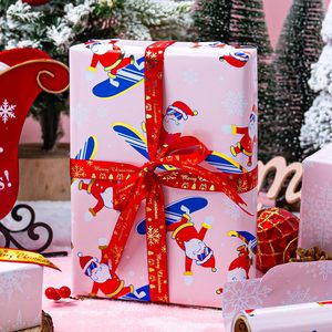 MAYPLUSS Christmas Wrapping <b>Paper</b> 17in x 33ft Skiing Santa Reversible Snowflake Gift <b>Wrap</b> Anti-Curl - Product Image 6