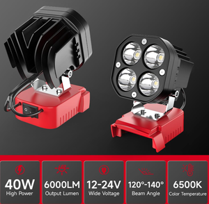Lot de 2 lampes de travail LED 6000LM pour batterie <span class=keywords><strong>Milwaukee</strong></span> 18V M18, <span class=keywords><strong>lampe</strong></span> réglable à 120°, solutions d'éclairage pour atelier et garage, 6500K - Product Image 3