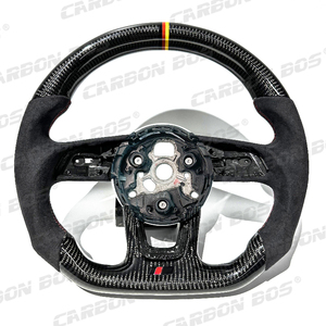 Volant en cuir et fibre de carbone avec palettes de changement de vitesse en carbone pour <span class=keywords><strong>Audi</strong></span> A3 A4 B9 A5 B8.5 B8, <span class=keywords><strong>RS</strong></span> RS3 RS5 S3 S4 S5 S6 S7 RS6 RS7 - Product Image 3