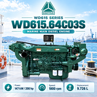 Moteur diesel marin complet SINOTRUK WD615.64C03S 147 kW 200 CV 1800 tr/min pour bateau de pêche, navire de transport et bateau de travail