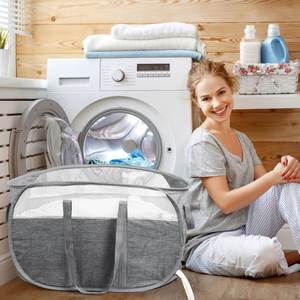 Cesto de Ropa Plegable, Ligero, Moderno, de Tela Catiónica, Transpirable, Resistente a Desgarros, con Asas Dobles, Fácil de Transportar - Product Image 2