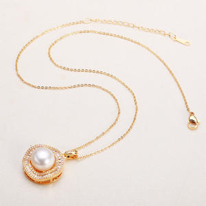 Wholesale Shanxia Lake Jewelry Simple White Flat <b>Pearl</b> with Zircon Freshwater True <b>Pearl</b> Necklace Clavicle Chain <b>Pendant</b> <b>Charms</b> - Product Image 3