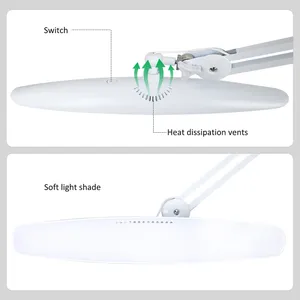 LED Task <b>Desk</b> Lamp 19 Inches Metal Swing Arm Eye-Caring Lash Extensions Lamp 117PCS LEDs for <b>Nail</b> Crafts Reading Head Work Lamp - Product Image 3