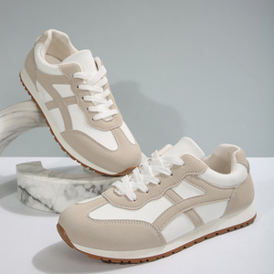 Zapatos Deportivos Casuales Retro con Bloques de Color Negro y Blanco para Otoño, Diseño con Cordones, Parte Superior de PU, Forro de Malla, para el Uso Diario - Product Image 2