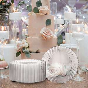 Assiettes et plateaux en plastique réutilisables et recyclables de haute qualité pour gâteaux, bonbons, pain, desserts, collations - Mariage, fête, Noël - Product Image 3