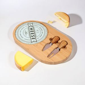 3-Piece Bamboo Cheese Cutting <b>Board</b> Set with Glass <b>Board</b> & Knife Elegant Cheese <b>Tools</b> - Product Image 2